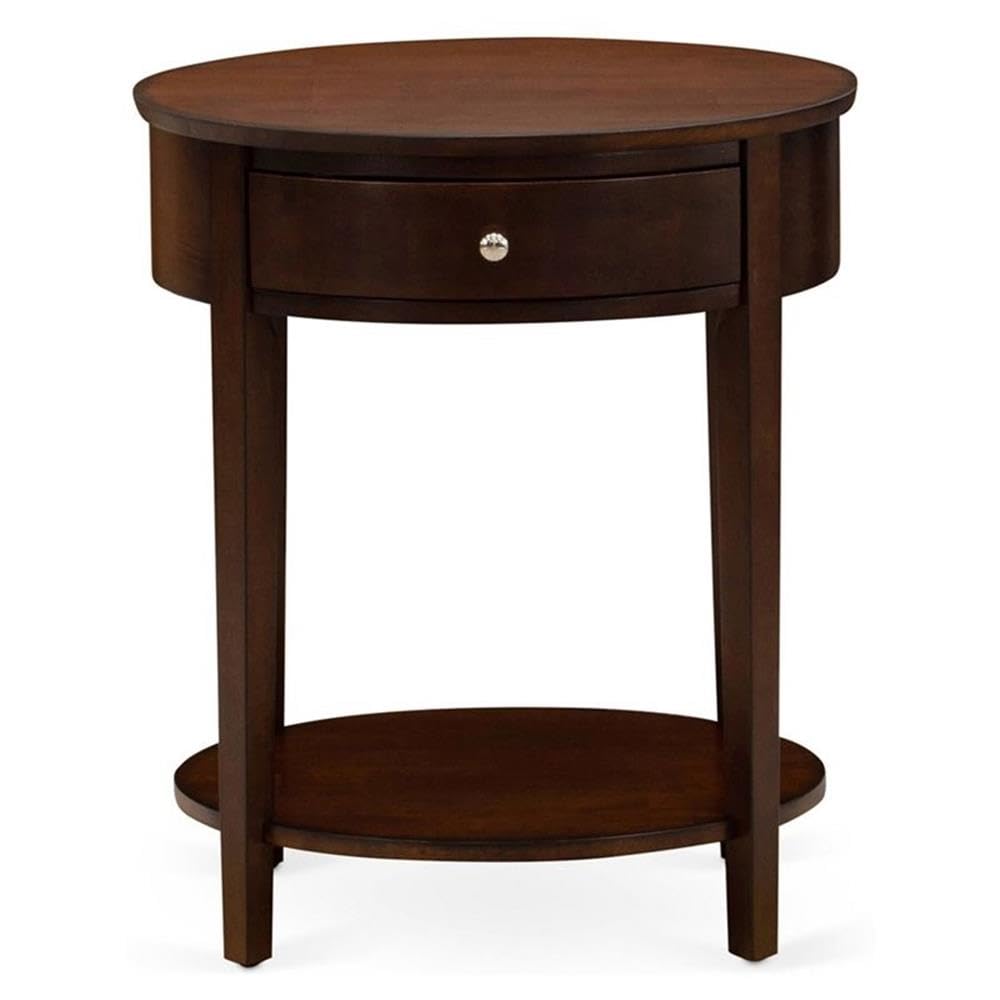 East West Furniture HI-0M-ET Wood End Table with 1 Mid Century Modern Drawer, Stable and Sturdy Constructed - Antique Mahogany Finish